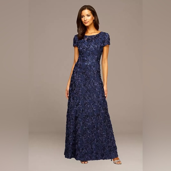 Navy Blue Floral Dress - Picture 1 of 6